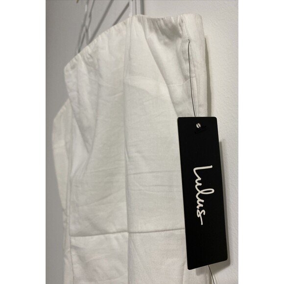 Lulus Dress Women's XL White Sunny Sweetheart Crochet Lace Eyelet Strapless NEW - Picture 5 of 10